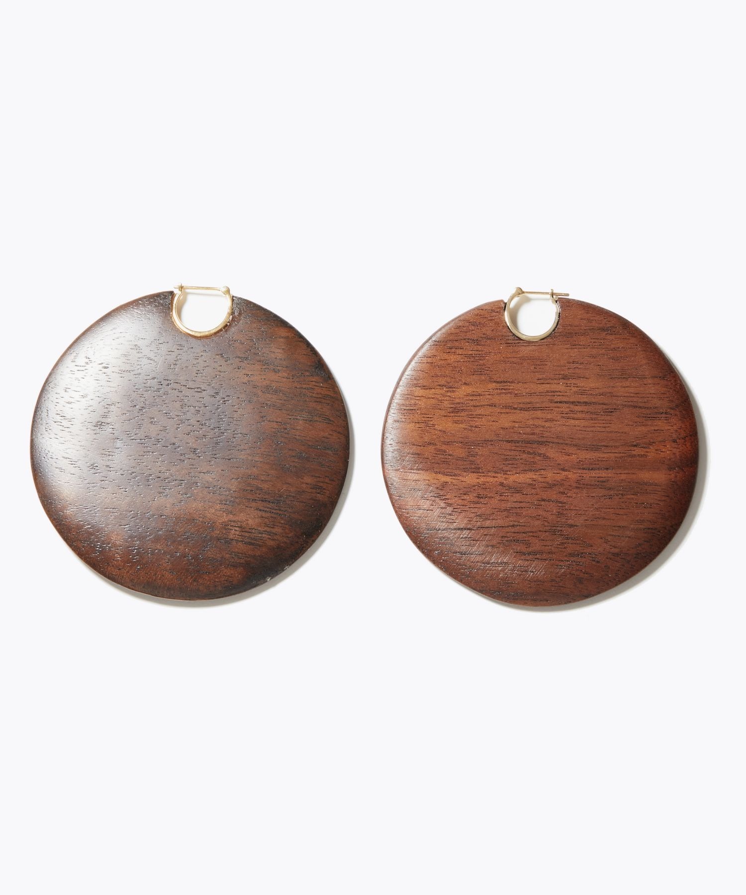 [ancient] walnut big hoop pierced earring